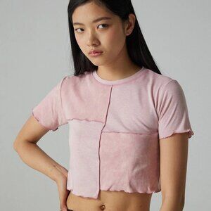 Light pink patchwork crop top